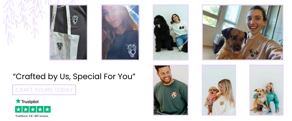 This is the Desktop Hero banner for Pawtify that sells Custom Pet Embroidered Sweatshirts"